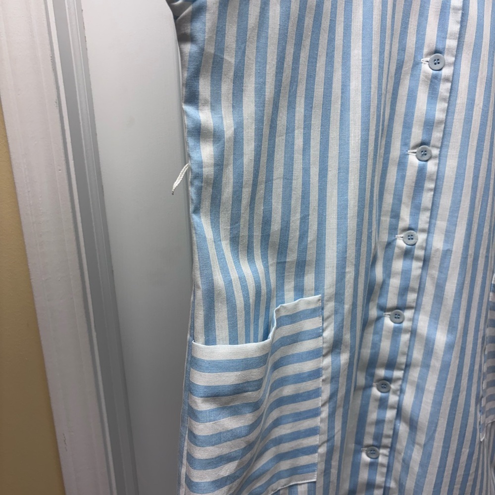 Vintage Topper Blue & White Striped Shirt Dress | Size 16 | Made in Canada - Picture 3 of 10